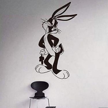 Imagem de Adesivo de parede genérico fofo coelho de desenho animado para quarto 