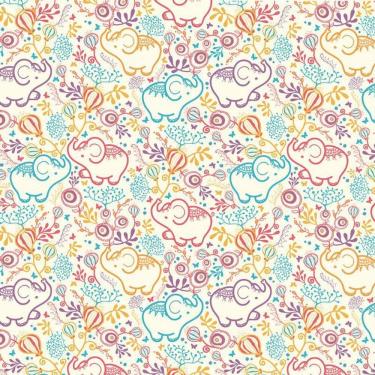 Imagem de Papel Parede Adesivo Decorativo Elefantes Coloridos Quarto