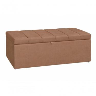 Imagem de Recamier Calçadeira Baú Carla Para Quarto Cama Casal 140 Cm Suede Capuccino Do Lar Móveis E Decoração