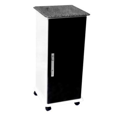 Imagem de Armário Multi-uso 1 Porta Rodízios Conquista Preto e Branco - Passe Be