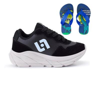 Imagem de Tenis Infantil Meninos Jogger Escolar Casual Camurça + Chinelo-Masculino