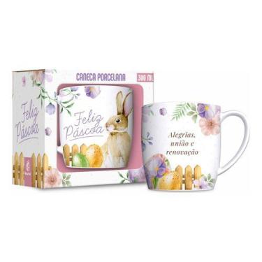 Imagem de Caneca Porcelana Urban 300ml Feliz Páscoa Alegrias União - - brasfoot,
