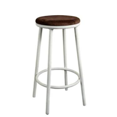 Imagem de Banqueta Alta Luxo Aço Suede Banco Luna - Loja Béle