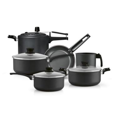 Imagem de Conjunto de panelas alumínio 6 peças antiaderente grafite panelux magn