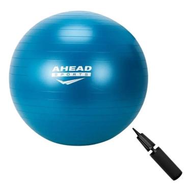 Imagem de Bola Pilates 65cm - Abdominal Gym Ball Ahead Sports Com Inflador Cor Azul