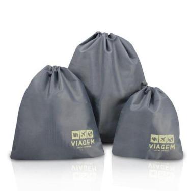 Imagem de Kit Organizador De Malas Para Viagem Com 3 Peças Jacki Design Cinza