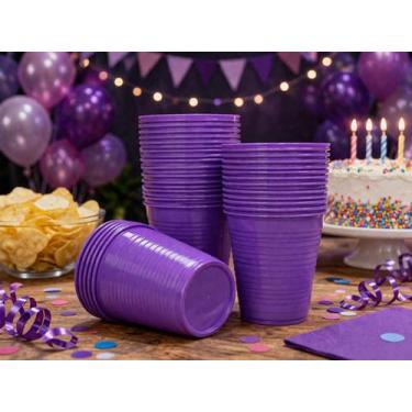 Imagem de Copo Descartável Para Festa 200ml Cores 50 Un. Cor:Roxo - Bello Festas