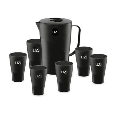 Imagem de Jogo De Jarra 2 Lts Com 6 Copos Para Suco Agua Plástico Uz Várias Core