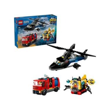 Imagem de LEGO Remix de Helicóptero, Caminhão dos Bombeiros 