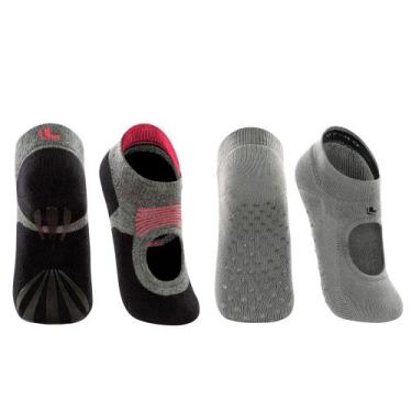 Imagem de Kit 2 Pares Meia Sapatilha Feminina Antiderrapante Lupo Sport Pilates 