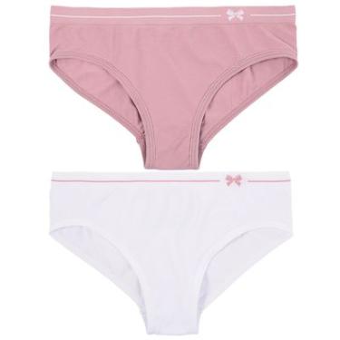 Imagem de Kit 2 Calcinhas Infantil Sem Costura Branco Make DelRio Confortável