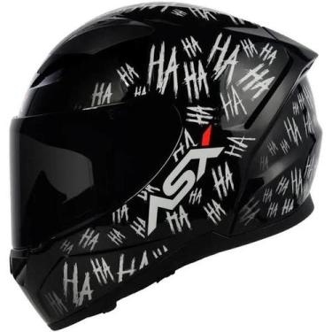 Imagem de Capacete Asx City Fun HAHA Preto Brilhante Branco Esportivo Moto, 60