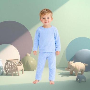 Imagem de Pijama Infantil Microfibra Pelúcia Inverno Manga Longa Menina Menino A