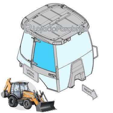 Imagem de Vidro Superior da Porta Direita para Retroescavadeira Case 580N - Vidr