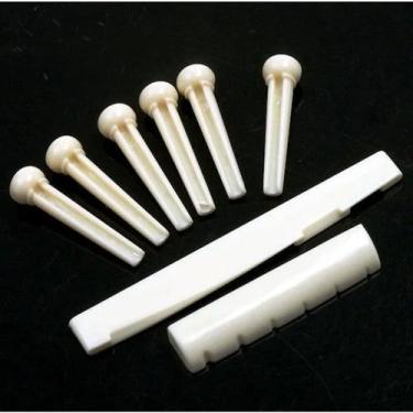 Imagem de Rastilho E Pestana Nut De plastico Para Violão Aço + Pinos Kit - SMART