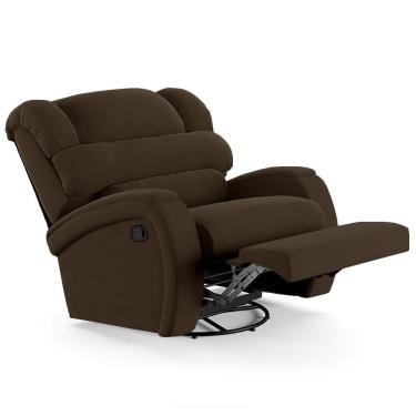 Imagem de Poltrona Do Papai Reclinável Kalie Glider Giratória Fh9 Veludo Marrom - Mpozenato
