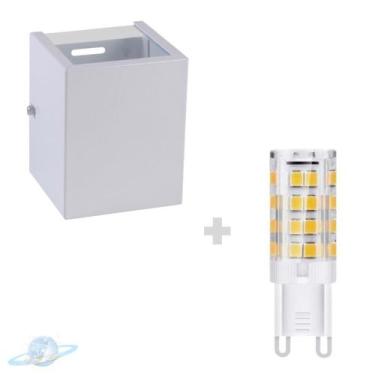 Imagem de Kit Arandela Branca Quadrada 2 Fachos + Lâmpada G9 BQ 3000K - Unity Ho