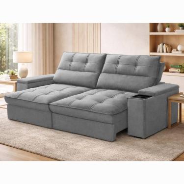 Imagem de Sofa 3 Lugares Retratil Reclinavel 210cm Linho Aveludado Deville Ferguile