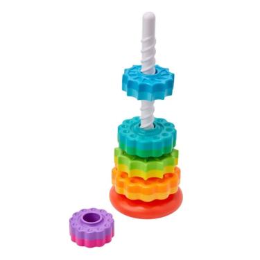 Imagem de Torre de Empilhar Brinquedo Infantil +12m Interativo Pino Espiral Anéis Colorido Buba