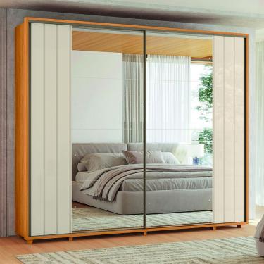 Imagem de Guarda Roupa Casal Grande 2 Portas de Correr com 2 Espelhos 100% MDF 278cm Dalí Madetec