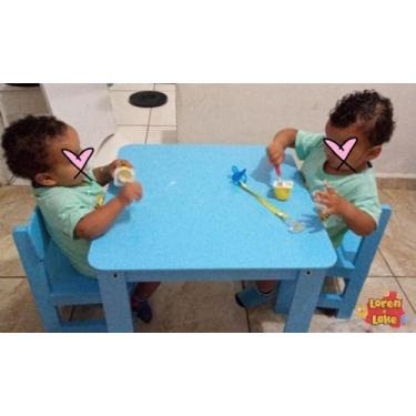Imagem de Mesa com 1 cadeira infantil mdf indicada ate 5 anos - LOREN.LOKE, Azul