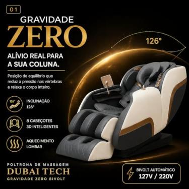 Imagem de Poltrona De Massagem Dubai Tech Bluetooth Gravidade Zero (PRETO COM CINZA)