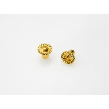 Imagem de Puxador Decorativo Mini QCAA 1,9 cm com Acabamento em Latão, Kit com 5