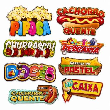 Imagem de Kit 5 Placas Barraca Sinalização Painel Festa Junina Arraiá - Genérica