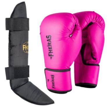 Imagem de Luva Boxe Muay Thai Tradicional com Caneleira Free Style Fheras, Rosa,
