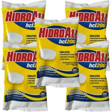 Imagem de Kit 05 Pastilha Tablete Cloro HCL 200g Hidroall Tricloro