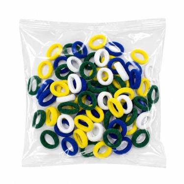 Imagem de Kit 350 Xuxinhas De Cabelo cores verde branco azul e amarelo - Genéric