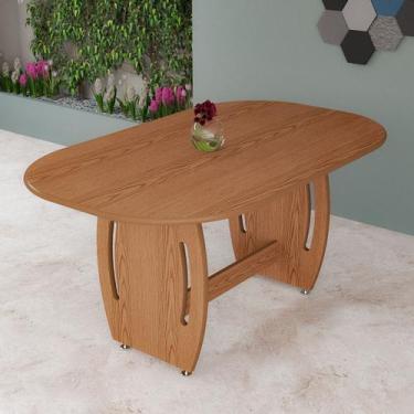 Imagem de Mesa De Jantar Oval Em Mdf 137x90cm Para Sala Cozinha 6 Lugares - Gmg 