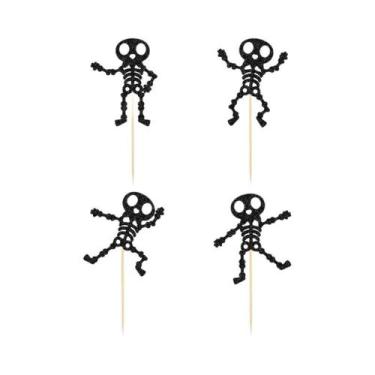 Imagem de Topos De Bolo De Caveira Para Halloween, 24 Peças, Decorações De Anive