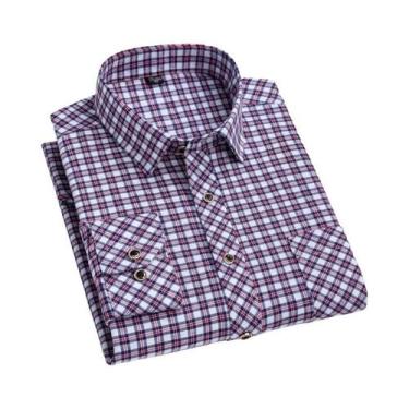Imagem de Camisa De Flanela Masculina De Manga Longa 2024, Algodão Macio, Ajuste
