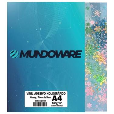 Imagem de Vinil Holográfico Flocos de Neve Adesivo Glossy 135g A4 À Prova D'Água