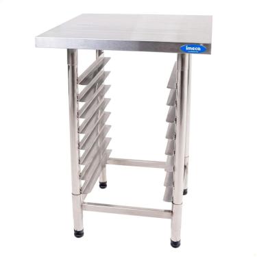 Imagem de Mesa em Aço Inox 430 7595 Uso Profissional com 8 Cantoneiras Sapatas Niveladoras 60x60cm Desmontada Imeca