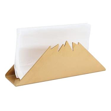 Imagem de Porta-guardanapos, design triangular em forma de montanha, suporte decorativo de aço inoxidável, suporte vertical para lenços de papel para decoração de casa, escritório, restaurante, hotel, prata/dourado (ouro)