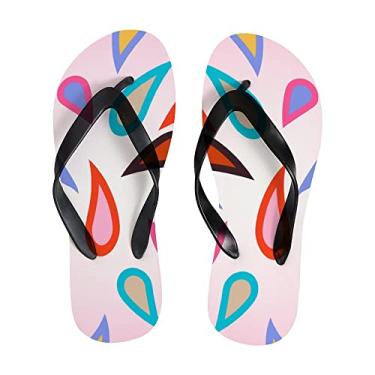 Imagem de Chinelo feminino abstrato colorido com gotas de chuva slim sandálias de praia leves de verão para mulheres e homens chinelos de viagem, Multicor, 6-7 Narrow Women/5-6 Narrow Men