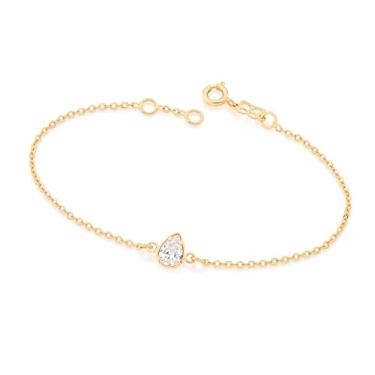 Imagem de Pulseira Rommanel Banhado Ouro Berloque Zircônia Gota Branca 551583