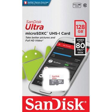 Imagem de Cartão Memória MicroSD/Micro SDXC 128GB Ultra 80MBs Sandisk