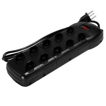 Imagem de Filtro de Linha Qualitronix 10 Tomadas 3 x 0,75mm Cabo 1,2M 10A Preto
