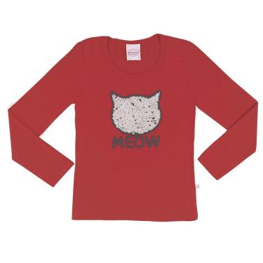 Imagem de Blusa M. Longa Infantil Gato Meow Paetê Reverso Nº 4 Ao 10