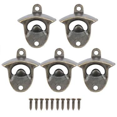 Imagem de Abridor de garrafa de cerveja de liga de zinco montado na parede Removedor de tampa de vidro refrigerante Ferramenta aberta para bar em casa restaurante (5 peças)