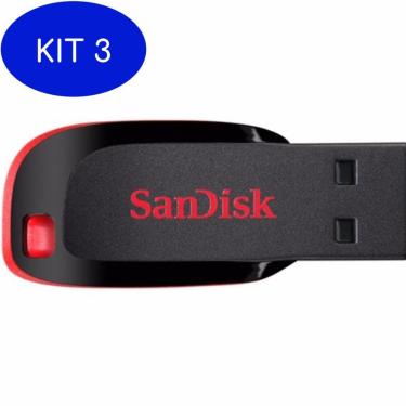 Imagem de Kit 3 Pen Drive 32GB - Sandisk - Cruzer Blade