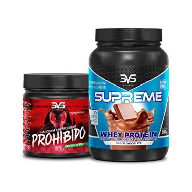 Imagem de 3VS Nutrition Combo Pré-Treino Prohibido Sabor Maça Verde 360g + Whey Supreme 900g Sabor Chocolate