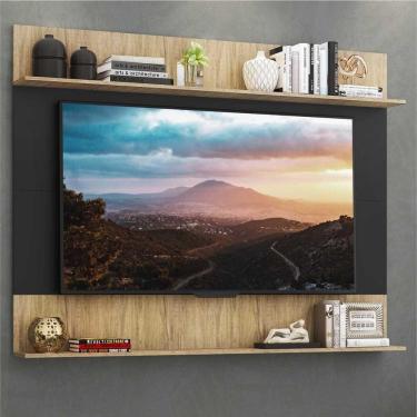 Imagem de Painel TV 65" com Prateleiras Amsterdã Classic Multimóveis Preto/Rustic