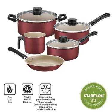 Imagem de Jogo De Panelas Tramontina Vermelho Caribe 5Pc 20299/796