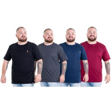 Imagem de Kit 4 Camisetas Camisas Blusas Básicas Masculinas Plus Size G1 G2 G3 Flero Cor:Preta Grafite Bordo Marinho;Tamanho:G1