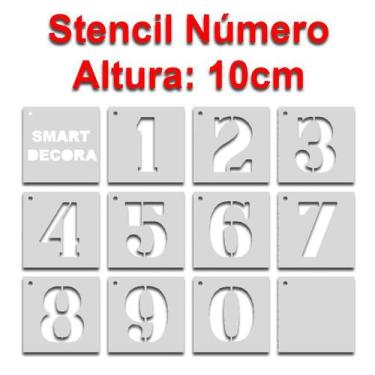 Imagem de Stencil Molde Vazado Para Pintura Números 10cm De Altura - Smart Decor