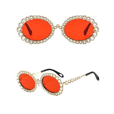 Imagem de Óculos de sol de strass de luxo feminino oval bling diamante óculos de sol fashion tons femininos redondos oculos de sol, 6, tamanho único